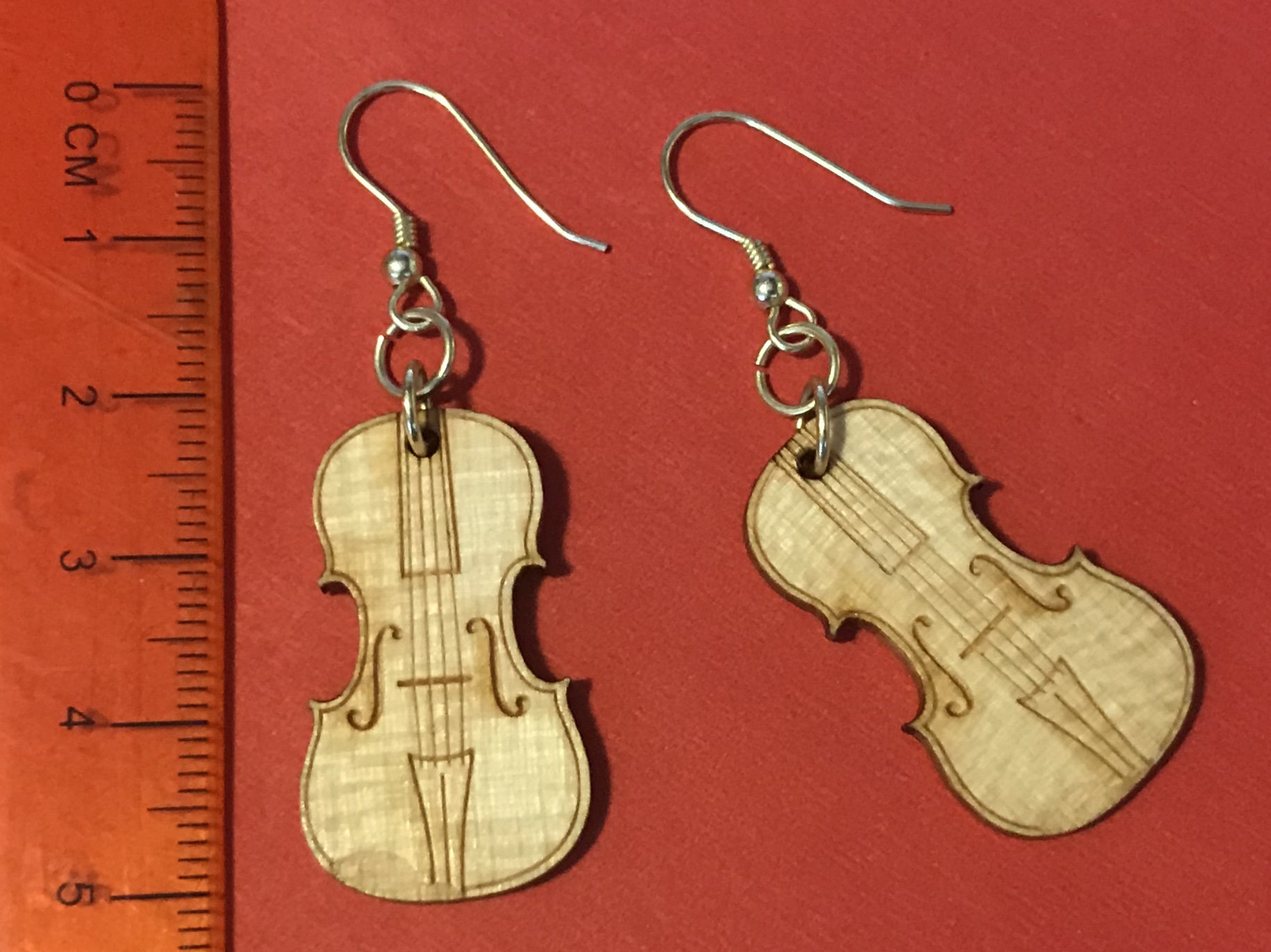 Violin Shaped Earrings Fiddle Earrings Made of Maple and Etsy