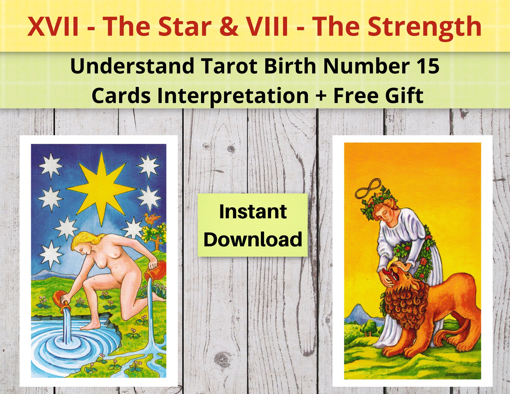 Tarot Birth Number 17 Explained the Star & the Strength - Etsy