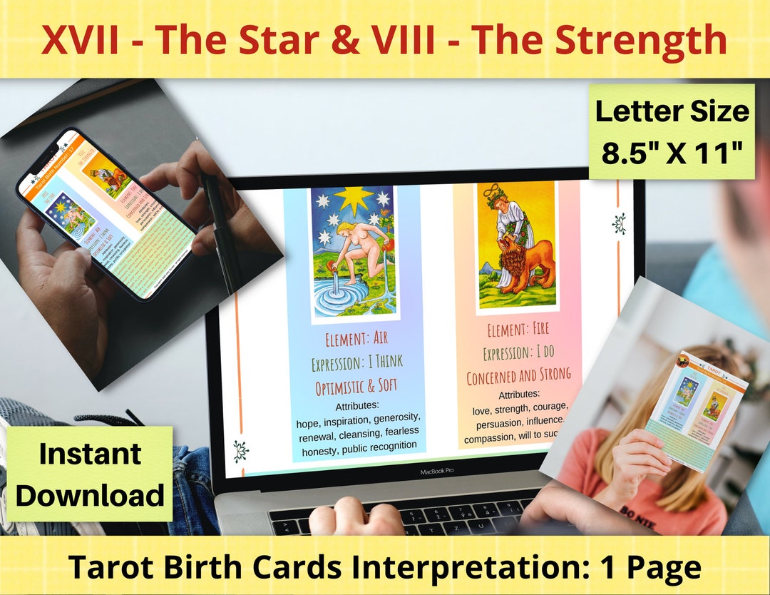 Tarot Birth Number 17 Explained the Star & the Strength - Etsy