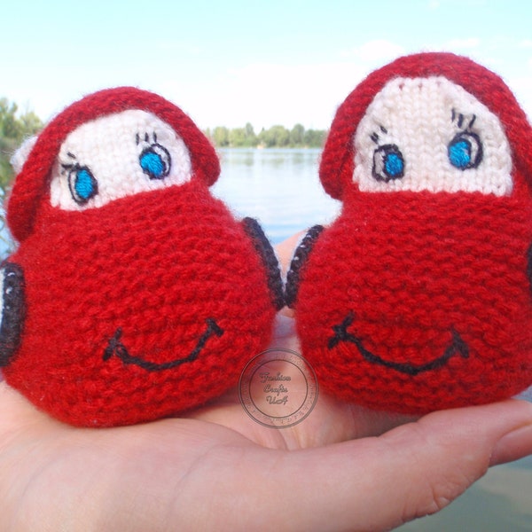 Baby booties in the form of a car  Red wool booties  Gift idea for a newborn  Red car