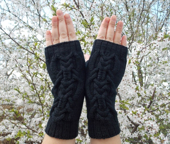 Womens knit cheap fingerless gloves