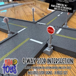 4-Way Stop Intersection Road Set – City Streets Compatible with Action Drivers