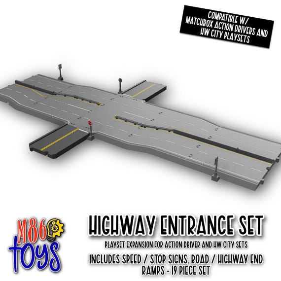 Toy Highway Entrance Road Set – City Expansion, Action Drivers