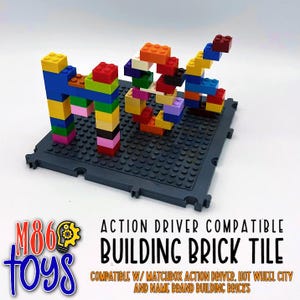 Interlocking Building Brick Tile - Connects with Matchbox Action Driver, Hot Wheel City, and Top Toy Bricks
