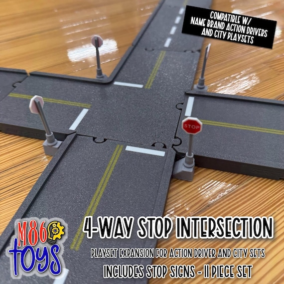 4-way Stop Intersection Road Set – City Streets Compatible With