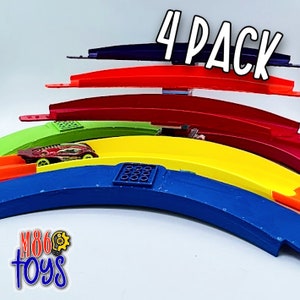 90 Degree Banked Turn (4 PACK) - Compatible w/ Hot Wheels Track