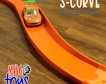 S-Curve Diecast Track - Compatible with Hot Wheels Track - 12in (30.4cm) x 84mm