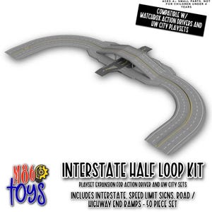 Interstate Half Loop Kit – Highway Tile System & Overpass Playset Expansion