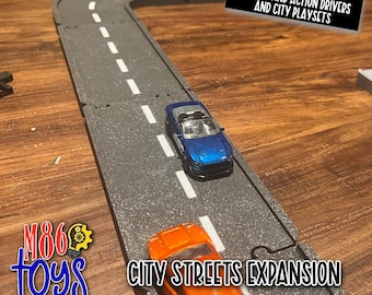 City Streets Expansion (Individual Road Pieces) Compatible w/ Matchbox Action Drivers, HW City Playsets