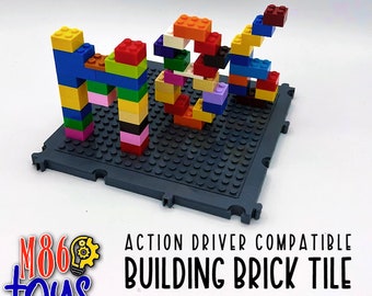 Interlocking Building Brick Tile - Connects with Matchbox Action Driver, Hot Wheel City, and Top Toy Bricks