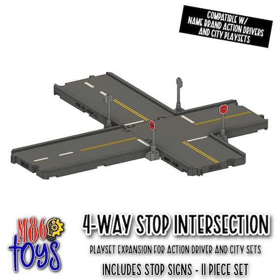 4-way Stop Intersection Road Set – City Streets Compatible With