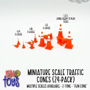Miniature Traffic Cones Set | Diorama Accessories | Model Train Scenery & Diecast Layout