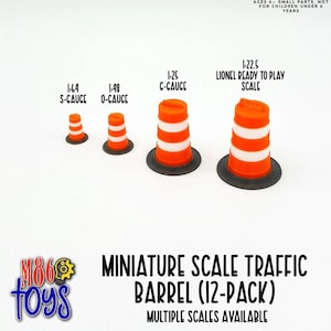 Miniature Traffic Barrels (12 Pack) – Construction Props for Dioramas & Trains