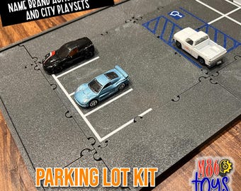 Interlocking Parking Lot Tile Kit (9 Pieces) - Compatible W/ Matchbox Action Driver, Hw City Playsets