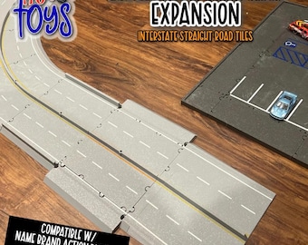 Interstate Straight Road Tiles Compatible W/ Matchbox Action Drivers, Hw City Playsets