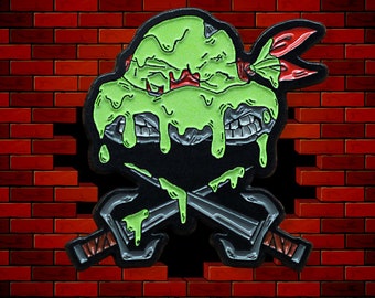 Red Ninja & Crossbones Enamel Pin