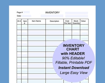 Editable Inventory Chart: Printable Inventory Tracker (Instant Download)