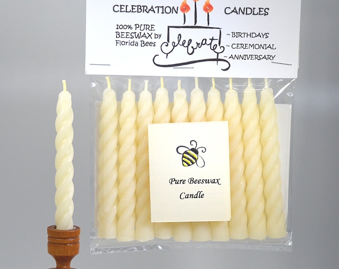 WHITE BEESWAX CANDLES 4 Beeswax Chime Candle, Small Taper Candles 10