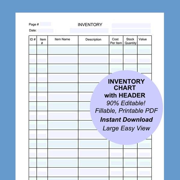 Inventory Template Etsy