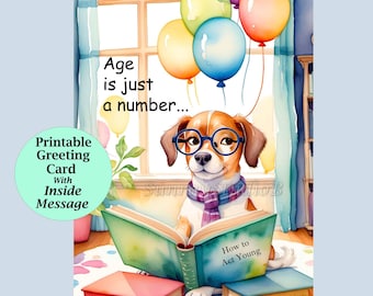Whimsical Birthday Card, Funny Greeting Card, Print at Home, Printable, Digital Download