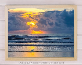 Ocean Sunrise, Coastal Beach Photography, Printable, Digital Download, Ocean Landscape Wall Art