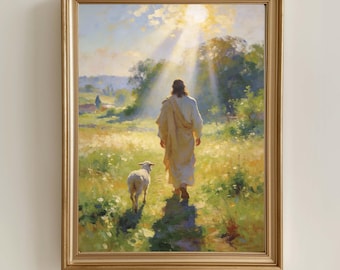 Good Sheperd Jesus Wall Art, Christian Home Decor, Bible Artwork