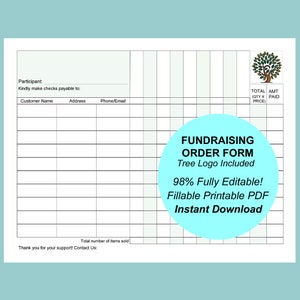 EDITABLE FUNDRAISER FORM, Printable Fundraising Order Form, School Fundraising Form