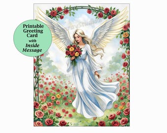 Angel Irish Blessing Greeting Card, Floral, All Occasion Card(Digital Download)