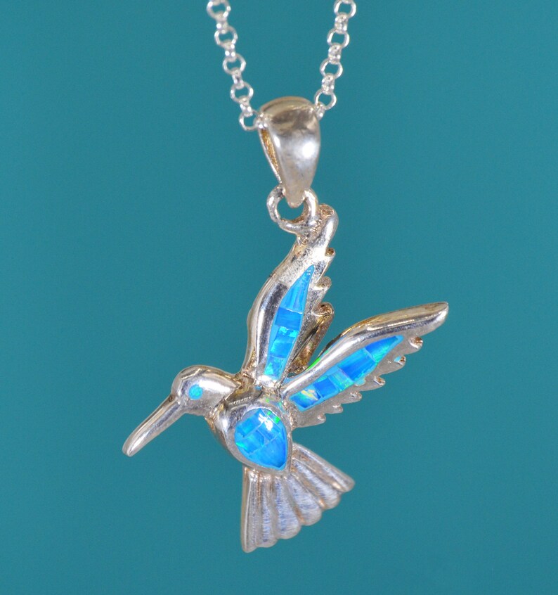 Taxco Silver Jewelry HUMMINGBIRD OPAL NECKLACE