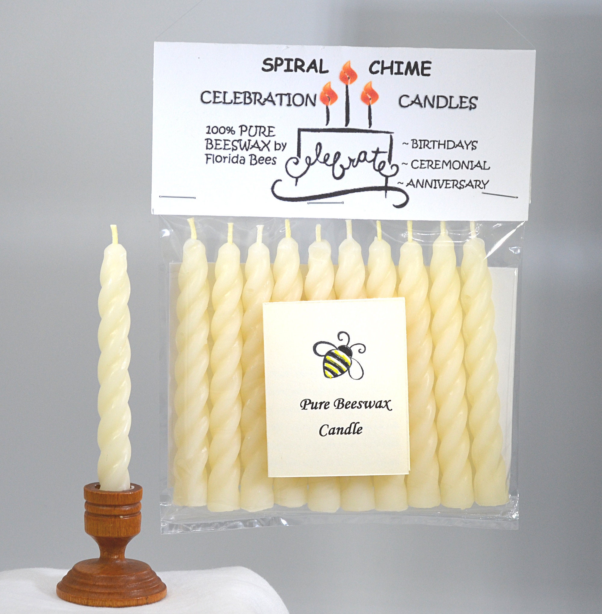 WHITE BEESWAX CANDLES 4 Beeswax Chime Mini Taper Candles Etsy