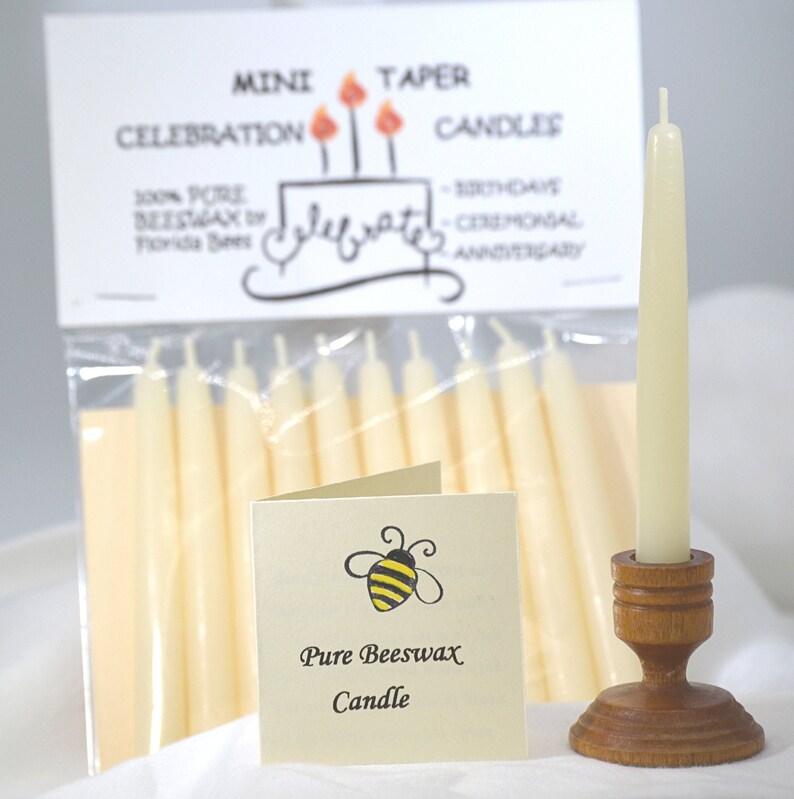BEESWAX MINI TAPER 10 Pack White Chime Candle Ivory Candle Etsy
