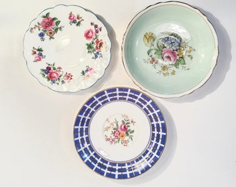 Trio of Beautiful Bone China Saucers - Aynsley, Paragon and New Chelsea, Made in England - Excellent Condition