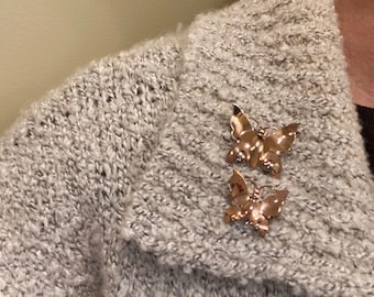 Vintage Rose Gold Washed Sterling Silver Butterfly pins