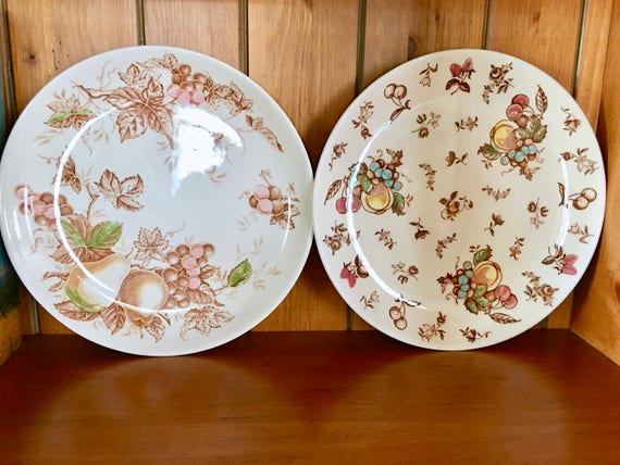 Two Vintage Japanese Ironstone Decorative Plates Pears And Etsy