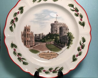 Vintage 1980 Queen's Ware Christmas Plate Wedgwood, 1980 Christmas plate, Collectible plate, Windsor Castle