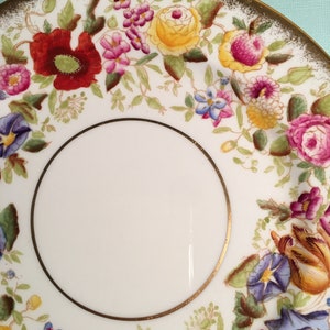 Vintage Hammersley & Co, Queen Anne Bone China 9 1/8 Dinner Plate Brushed Gold , Chintz 1930s image 5