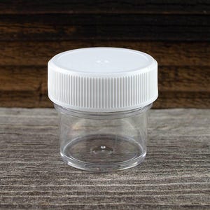 Half (.5) Ounce Plastic Jar with White Screw Lid
