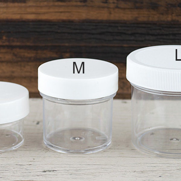 Wide Mouth Plastic Jars with White Lined Lids