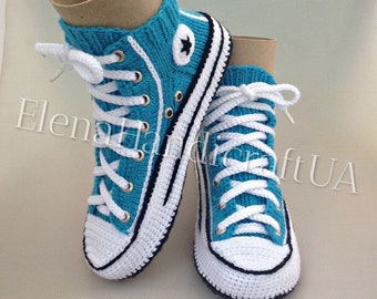 Crochet Converse Slippers|socks slippers|Knitted sneakers|Converse Shoe Style|Home Slippers|Woolen socks|Knitted socks|HandicraftUA