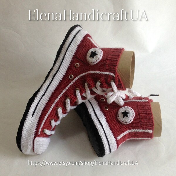 Sneakers in Style Converse|Knitted Converse slippers for men and women|Knitted insneakers|Home Slippers for woman|Woolen socks|HandicraftUA