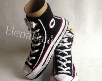 Calcetines de lana en la suela/Zapatillas negras de punto/Zapatillas Converse para hombre/réplica Converse/Zapatillas de crochet unisex para hombre/Calcetines de suela de punto