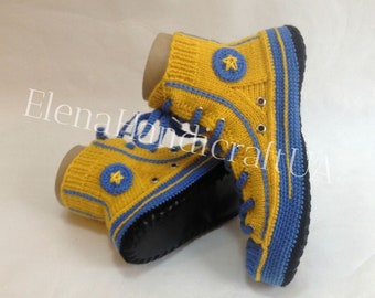 Crochet Converse Slippers|socks slippers|Knitted sneakers|Converse Shoe Style|Home Slippers|Woolen socks|Knitted socks|HandicraftUA
