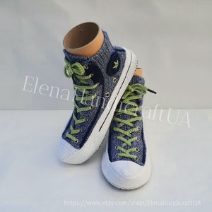 Converse-pantoffels|Unisex pantoffels met zool|Gebreide sneakers|Converse-schoenenstijl|Thuispantoffels|Wolen sokken|Gebreide sokken|HandwerkUA