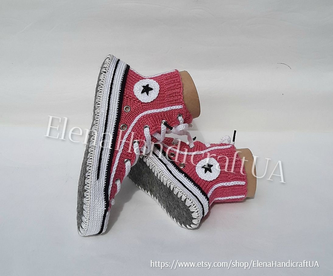 forskellige indstudering Værdiløs Pink Slippers With Solesknitted Sneakersconverse Slippers - Etsy