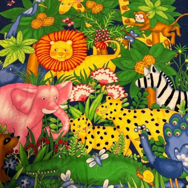 Jungle Animals Baby Quilt - kuscheliger Flanell