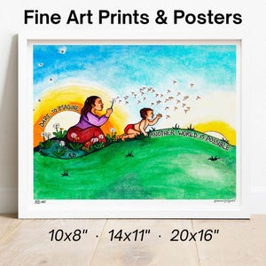 Atrévete a imaginar: acuarela enmarcable pintada a mano - Giclée, impresiones y pósteres asequibles, Otro mundo es posible, arte de justicia social