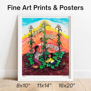Resilience is Rooted Hand-Painted Frameable Watercolor Art - Giclée, Affordable Prints & Posters, Social Justice and Three Sisters