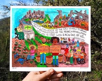 Revolution of the Heart Watercolor Art – Dorothy Day Quote, Social Justice Print (Giclée)