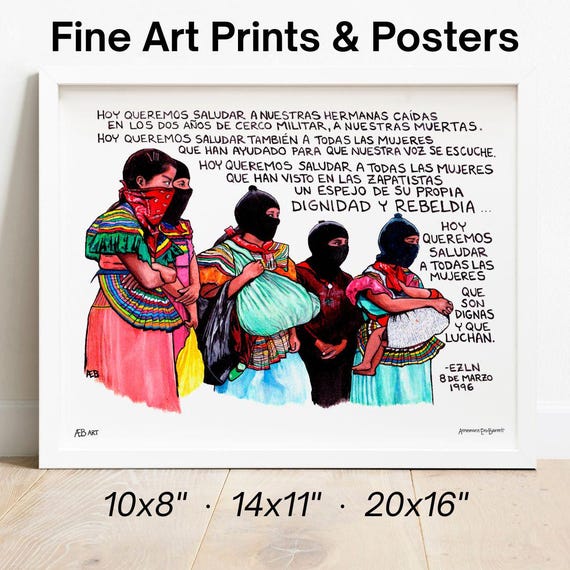 Hand-Painted Frameable Watercolor Art  - Giclée, Affordable Prints & Posters, EZLN and Zapatista Art, Radical Resistance and Social Justice