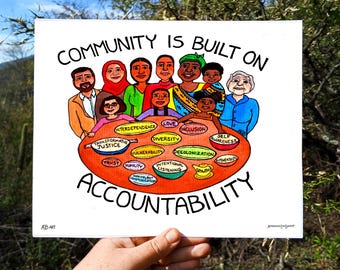 Social Justice Watercolor Art Print, Community Building Poster, Giclée